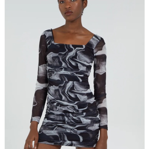 PinkVanilla Black and White Swirl Dress - Picture 3 of 3